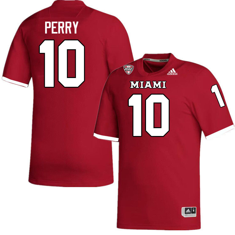 Miami University Redhawks #10 Kam Perry College Football Jerseys Stitched-Red